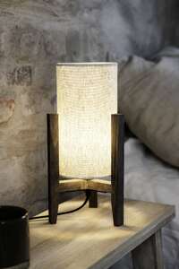 Marksjold Eruca 108759 lampa stołowa lampka klasyczna elegancka drewniana klosz materiałowy 1x40W E27 orzech/beżowa