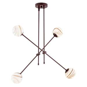 Argon Absos 1842 lampa wisząca zwis nowoczesna elegancka pręty klosz szklany kule 4x7W E14 czekoladowy brązowy/marmurek