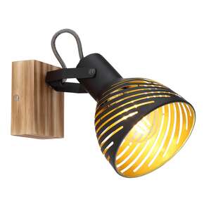 Globo Lenna 54660-1 kinkiet lampa ścienna 1x40W E27 czarny/drewniany