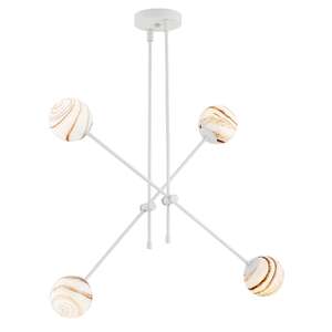 Argon Absos 1841 lampa wisząca zwis nowoczesna elegancka pręty klosz szklany kule 4x7W E14 biały/marmurek