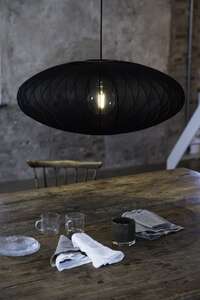 Marksjold Florence 108789 lampa wisząca zwis nowoczesna skandynawska klosz materiałowy 1x40W E27 czarna - wysyłka w 24h