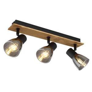Globo Claude 54307-3W listwa plafon lampa sufitowa spot 3x40W E14 drewniany/dymiony