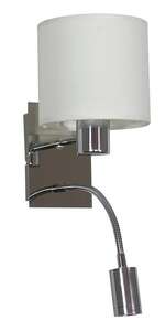 Candellux Sylwana 21-28648 kinkiet oprawa lampa ścienna 1x40W E14 + LED 3W z wyłącznikiem chrom / biały