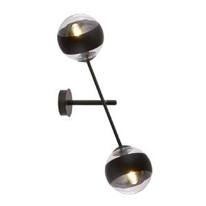 Emibig Linear 1168/K2 kinkiet lampa ścienna 2x10W E14 przezroczysty/czarny