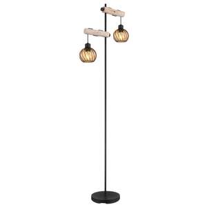 Globo Paulo 15534S lampa stojąca podłogowa 2x40W E27 drewno/czarna