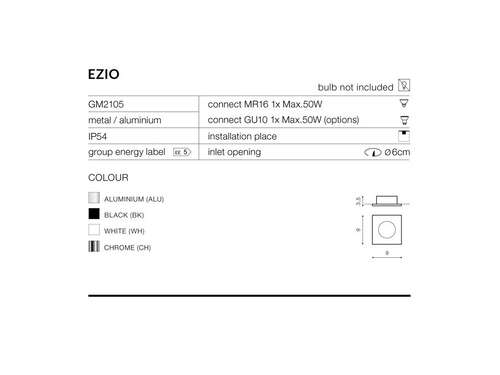 Azzardo Ezio AZ0812 GM2105-BK Oczko halogenowe oprawa sufitowa 1x50W GU10/12V IP54 czarne - Negocjuj cenę