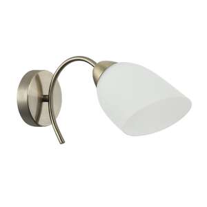 Lamkur Donna 45481 kinkiet lampa ścienna klasyczny elegancki metalowy łukowy klosz szklany 1x60W E27 patyna/biały