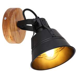Globo Gunther 15466S-1 kinkiet lampa ścienna 1x60W E27 czarny/drewniany