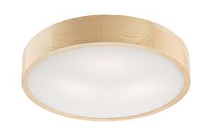 Lamkur Eveline 38056 plafon lampa sufitowa skandynawski drewniany szklany klosz 3x60W E27 sosnowy/biały