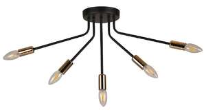 Candellux Tiara 35-79268 plafon lampa sufitowa 5x40W E14 czarny/złoty