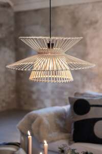 Marksjold Duplici 108785 lampa wisząca zwis nowoczesna skandynawska ażurowa abażur bambusowy 1x40W E27 czarna/naturalna