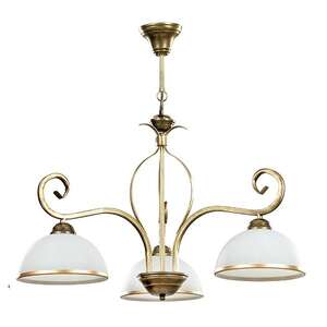 Emibig Wivara 149/3 lampa wisząca zwis żyrandol retro miska szklane klosze 3x15W E27 biała/złota