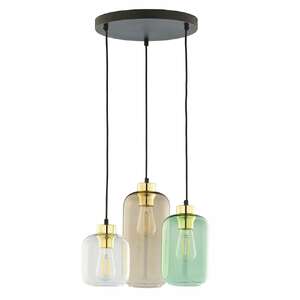 Tk Lighting Marco 3325 lampa wisząca zwis szklane klosze balon 3x60W E27 kolorowa czarna/złota/zielona