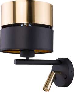 TK Lighting Hilton 2579 kinkiet lampa ścienna nowoczesny metalowy klosz 1x60W+1x3W E27+LED czarny/złoty