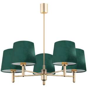 Argon Ponte Plus 2145 lampa wisząca żyrandol abażur welur glamour klasyczna patyki 5x15W E27 zielony/złoty
