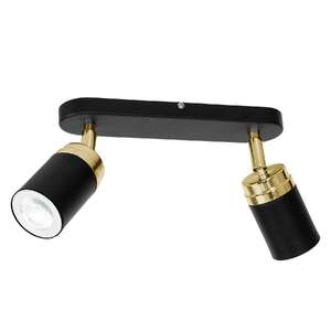 Luminex Reno 5164 listwa plafon lampa sufitowa spot 2x8W GU10 czarny złoty - wysyłka w 24h