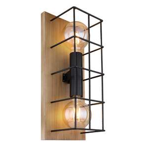Globo Merril 15530-2W kinkiet lampa ścienna 2x60W E27 czarny/drewniany