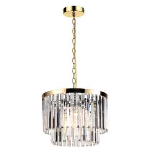Light Prestige Vetro LP-2910/5P lampa wisząca sufitowa żyrandol pałacowy zwis kryształy 5x40W E14 złota - wysyłka w 24h
