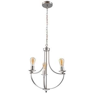 Lamkur Gina 45856 lampa wisząca zwis klasyczna metalowa edison łańcuch świecznikowa 3x60W E27 srebrna
