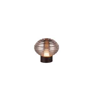 Trio Earl R57771154 lampa stołowa lampka elegancka klosz szklany 1x2W LED 3000K 200 lm dymiona/czarna