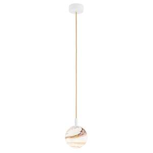 Argon Almiros 8451 lampa wisząca zwis nowoczesna elegancka klosz szklany kula 1x7W E14 biały/marmurek