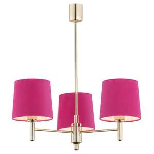 Argon Ponte Plus 1498 lampa wisząca żyrandol abażur welur glamour klasyczna patyki 3x15W E27 różowy/złoty