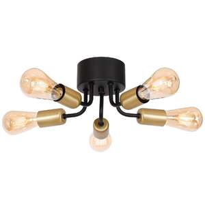 Luminex Brenda 1062 plafon lampa sufitowa 5x60W E27 czarny złoty