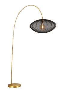 Lucide Corina 03747/60/30 lampa stojąca podłogowa ażurowy materiałowy klosz 1x40W E27 czarna/złota