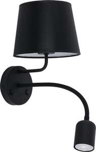 TK Lighting Maja Black 2537 kinkiet lampa ścienna metalowy z abażurem 1x60W E27 + 10W LED GU10 czarny