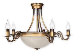 Lemir Arkadia Plus O2135 W7 PAT plafon lampa sufitowa żyrandol 7x60W E14+E27 patyna / biały alabaster