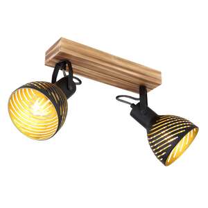 Globo Lenna 54660-2 kinkiet lampa ścienna 2x40W E27 czarny/drewniany