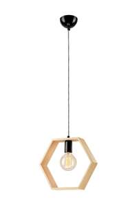 Lamkur Olle 34911 lampa wisząca zwis 1x60W E27 drewniana/czarna