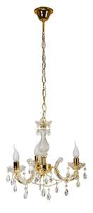 Candellux Maria Teresa 33-94639 lampa wisząca sufitowa żyrandol pałacowy świecznik świeczki świece kryształy rustykalna 3 ramiona E14 3x40W złota