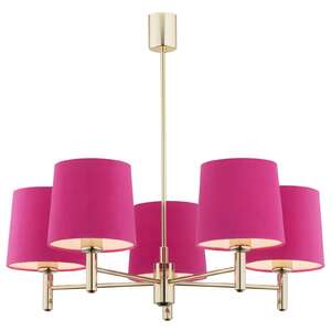 Argon Ponte Plus 2089 lampa wisząca żyrandol abażur welur glamour klasyczna patyki 5x15W E27 różowy/złoty