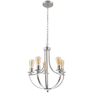 Lamkur Gina 45894 lampa wisząca zwis klasyczna metalowa edison łańcuch świecznikowa 5x60W E27 srebrna