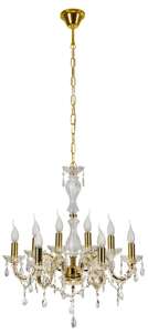 Candellux Maria Teresa 38-94653 lampa wisząca sufitowa żyrandol pałacowy świecznik świeczki świece kryształy rustykalna 8 ramion E14 98x40W złota