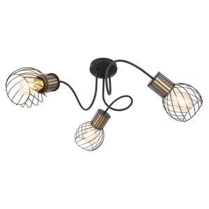Globo Argusto 54013-3 plafon lampa sufitowa 3x40W E27 czarny/złoty
