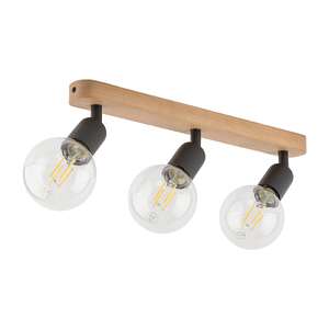 Tk Lighting Simply Wood 4750 plafon lampa sufitowa 3x15W E27 czarny/drewniany