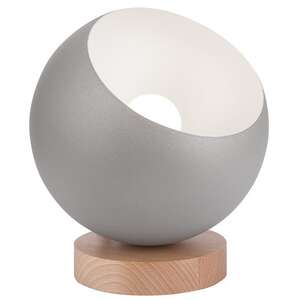 Lamkur Ball 45320 lampa stołowa lampka nowoczesna metalowa klosz kula 1x60W E27 srebrna/drewniana