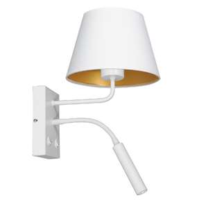 Luminex Arden 3456 kinkiet lampa ścienna 2x8W+60W G9+E27 biały/złoty