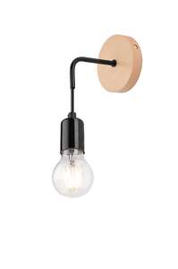 Lamkur Orazio 33709 kinkiet lampa ścienna 1x60W E27 czarny/drewniany