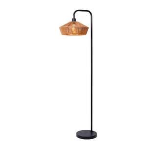 Lucide Yunkai 10713/28/72 lampa stojąca podłogowa boho ażurowa 1x60W E27 czarna/drewniana