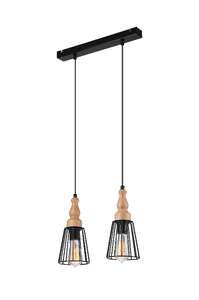 Lamkur Ingrid 36571 lampa wisząca zwis 2x60W E27 czarna/drewniana