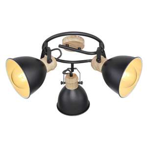 Globo Wiho 54018-3S plafon lampa sufitowa spot 3x40W E27 czarny/drewniany