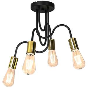 Luminex Dow 7994 plafon lampa sufitowa 4x60W E27 czarny/złoty