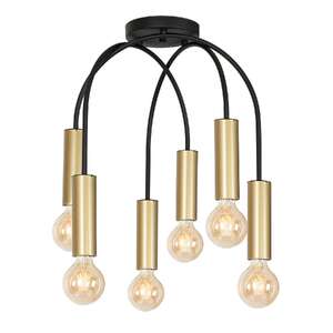 Luminex Loppe 507 plafon lampa sufitowa 6x60W E27 czarna/złota