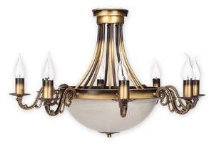 Lemir Arkadia Plus O2137 W10 PAT plafon lampa sufitowa żyrandol 10x60W E14+E27 patyna / biały alabaster