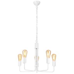 Lamkur Tiffany 44569 lampa wisząca zwis 5x60W E27 biała