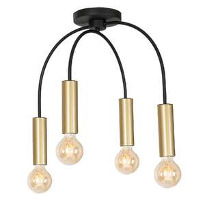 Luminex Loppe 506 plafon lampa sufitowa 4x60W E27 czarna/złota