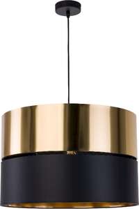 TK Lighting Hilton 4346 lampa wisząca zwis metalowo materiałowy klosz 1x15W E27 czarny/złoty